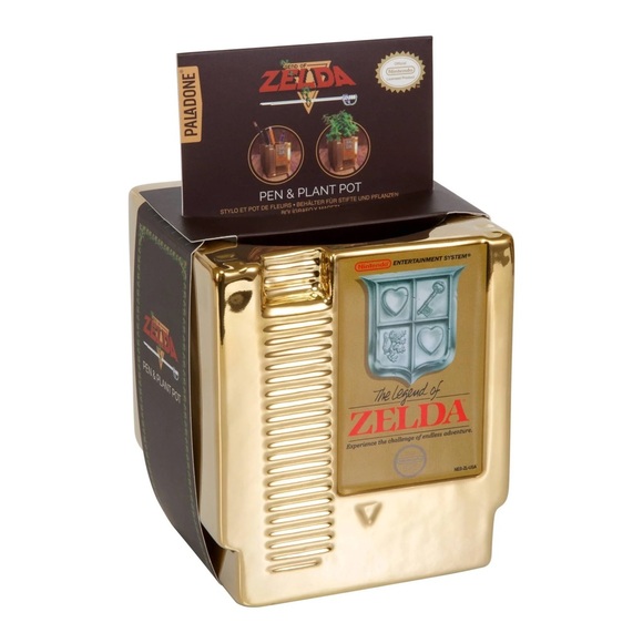 Nintendo NES The Legend of Zelda Gold Pen & Plant Pot Brand New - Picture 1 of 6